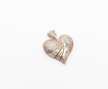 925 Sterling Silver  Vintage Love Heart Dome Diamond Cut Pendant  PT17510