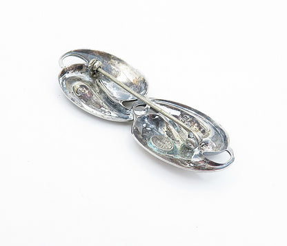 JEWEL ART 925 Sterling Silver  Vintage Shiny Swirl Design Brooch Pin  BP1378