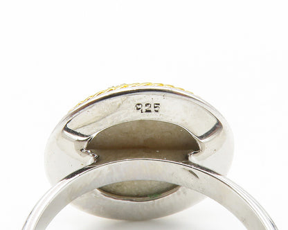 925 Sterling Silver  Druzy Stone Shiny 2 Tone Cocktail Ring Sz 7.5  RG14190