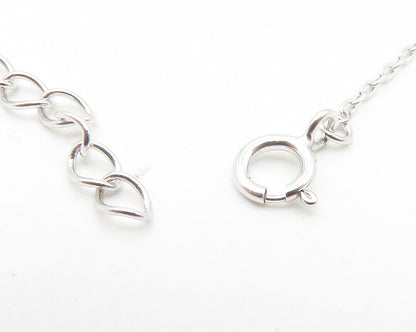 925 Sterling Silver  Green & White Topaz Love Heart Chain Necklace  NE2056