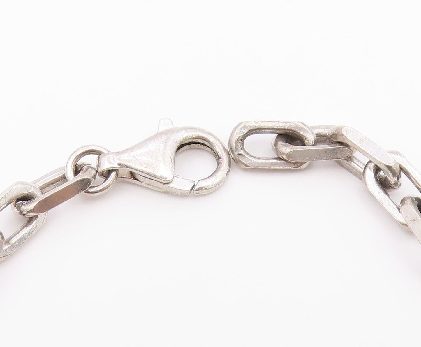 925 Sterling Silver  Vintage Two Tone Pattern Oval Link Chain Bracelet  BT8313