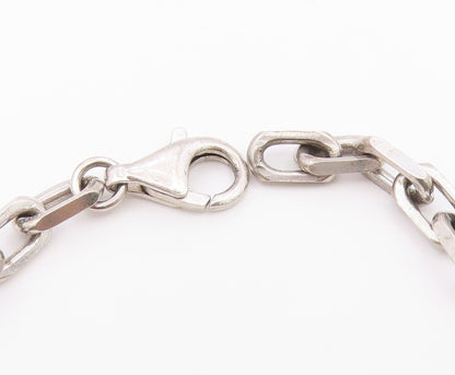 925 Sterling Silver  Vintage Two Tone Pattern Oval Link Chain Bracelet  BT8313