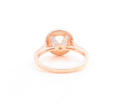 925 Sterling Silver Vintage Ring Rose Gold Plated Morganite & CZ  Sz 6  RG30105