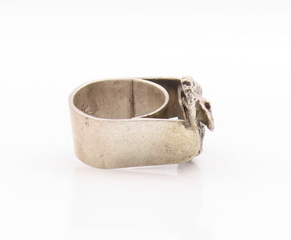 925 Sterling Silver Vintage Ring SOTELO MEXICO Twin Crocodile  Sz 7.5  RG33526