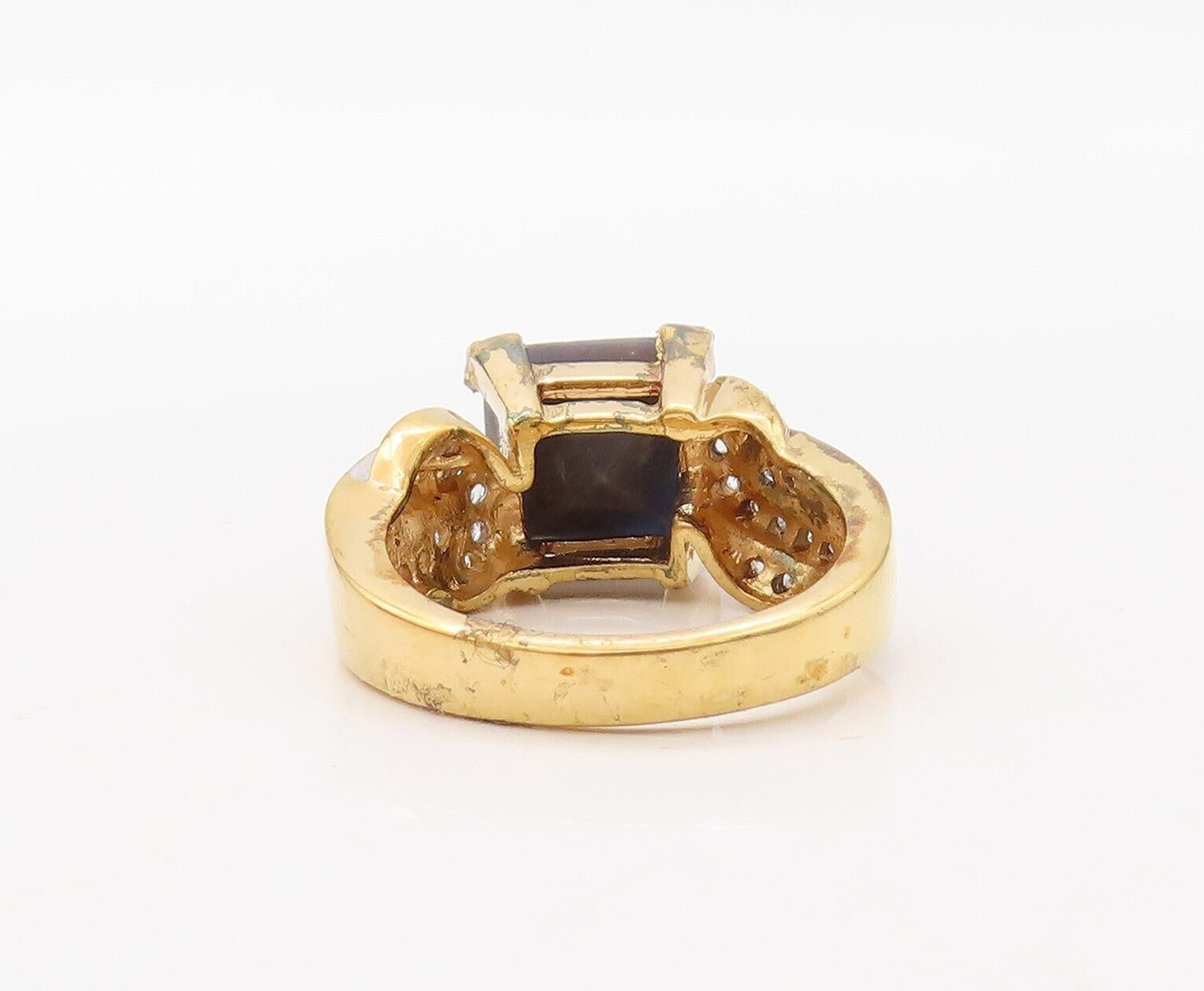 925 Sterling Silver Vintage Ring Gold Plated Gemstone & Topaz  Sz 8  RG30581