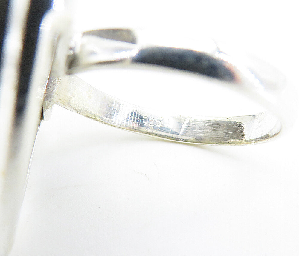 925 Sterling Silver  Love Heart Shaped Jasper Shiny Cocktail Ring Sz 9  RG7745