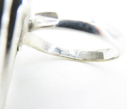 925 Sterling Silver  Love Heart Shaped Jasper Shiny Cocktail Ring Sz 9  RG7745