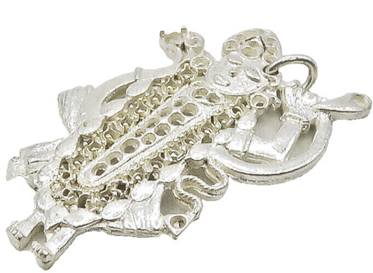 925 Sterling Silver  Vintage Shiny Spiritual Figure Religious Pendant  PT12905