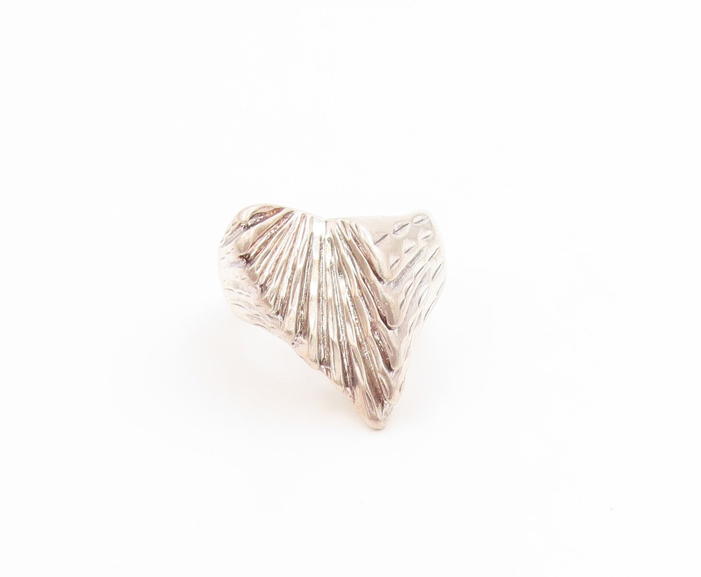 925 Sterling Silver Vintage Ring Classic Ribbed Feather Wing Band  Sz 7  RG36012