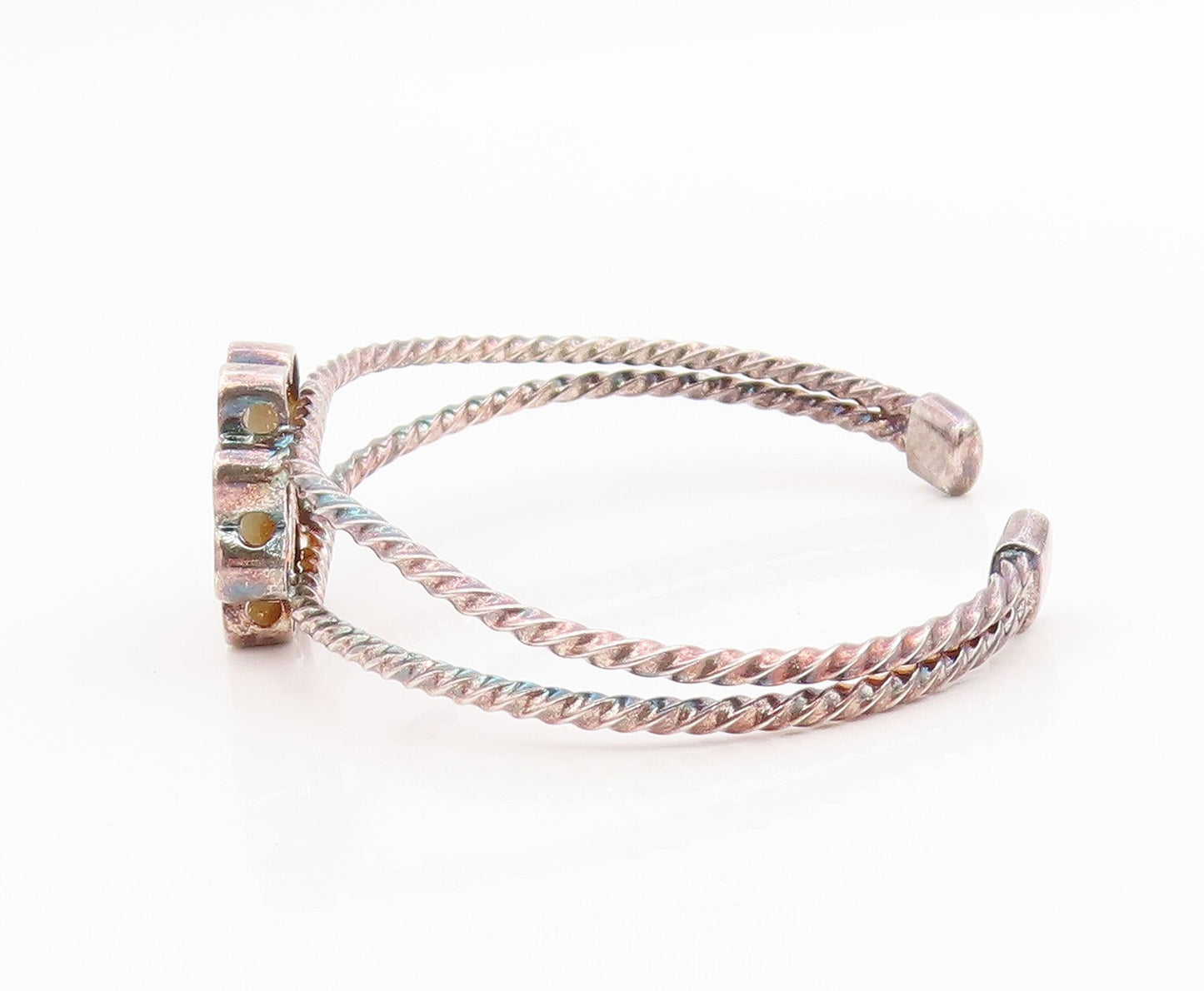 925 Sterling Silver Vintage Bracelet Designer CZ Inlay Flower Cuff  BT11015