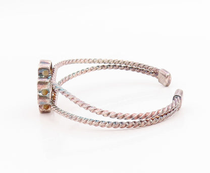 925 Sterling Silver Vintage Bracelet Designer CZ Inlay Flower Cuff  BT11015