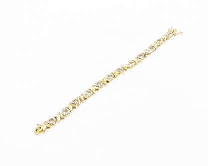 925 Sterling Silver  Genuine Diamond XO Love Heart Chain Bracelet  BT7440