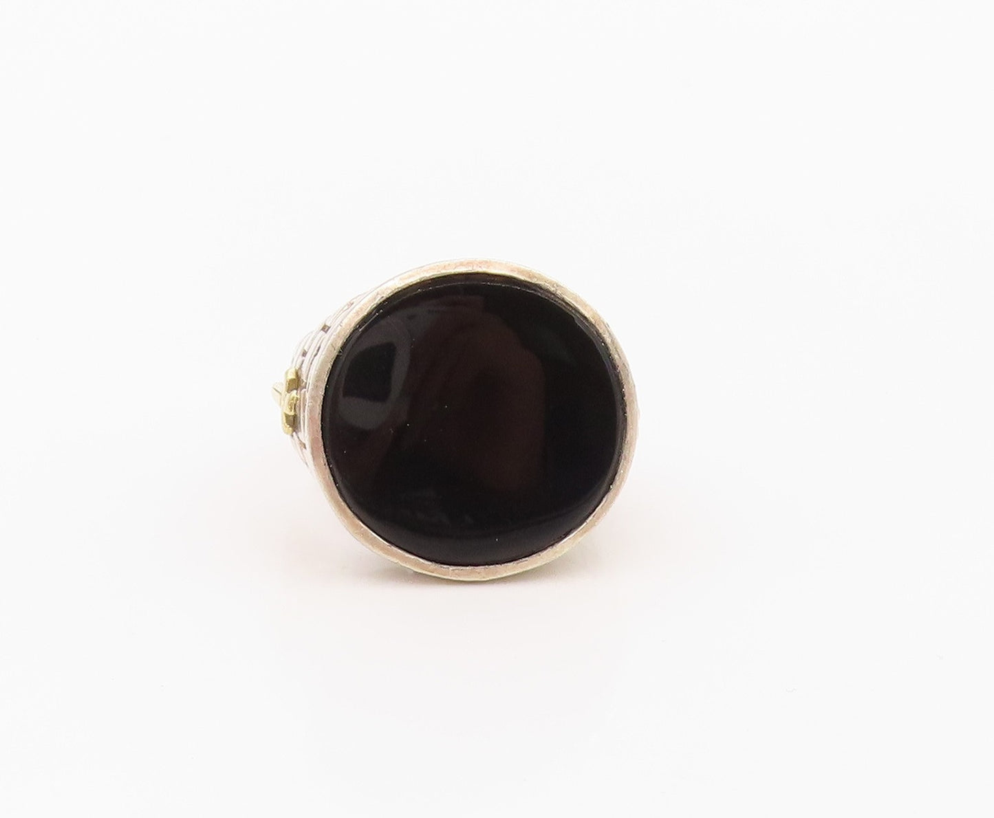 14K Gold & 925 Sterling Silver Vintage Ring ALDO ORTA Onyx Band Sz 10.5 RG36365