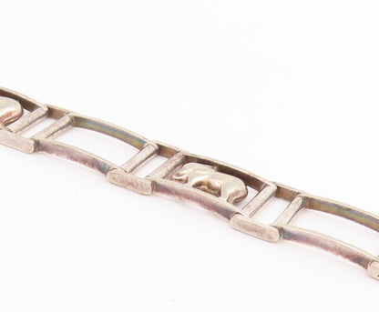 925 Sterling Silver Vintage Bracelet Good Luck Elephant Figural Link  BT11630
