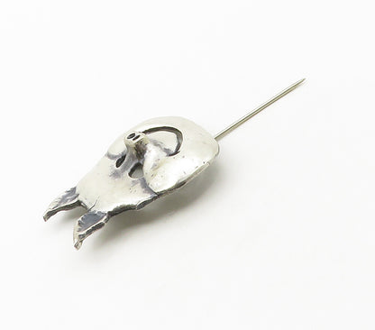 AVEDON 925 Sterling Silver  Vintage Shiny Pig's Face Motif Lapel Pin   TR2297
