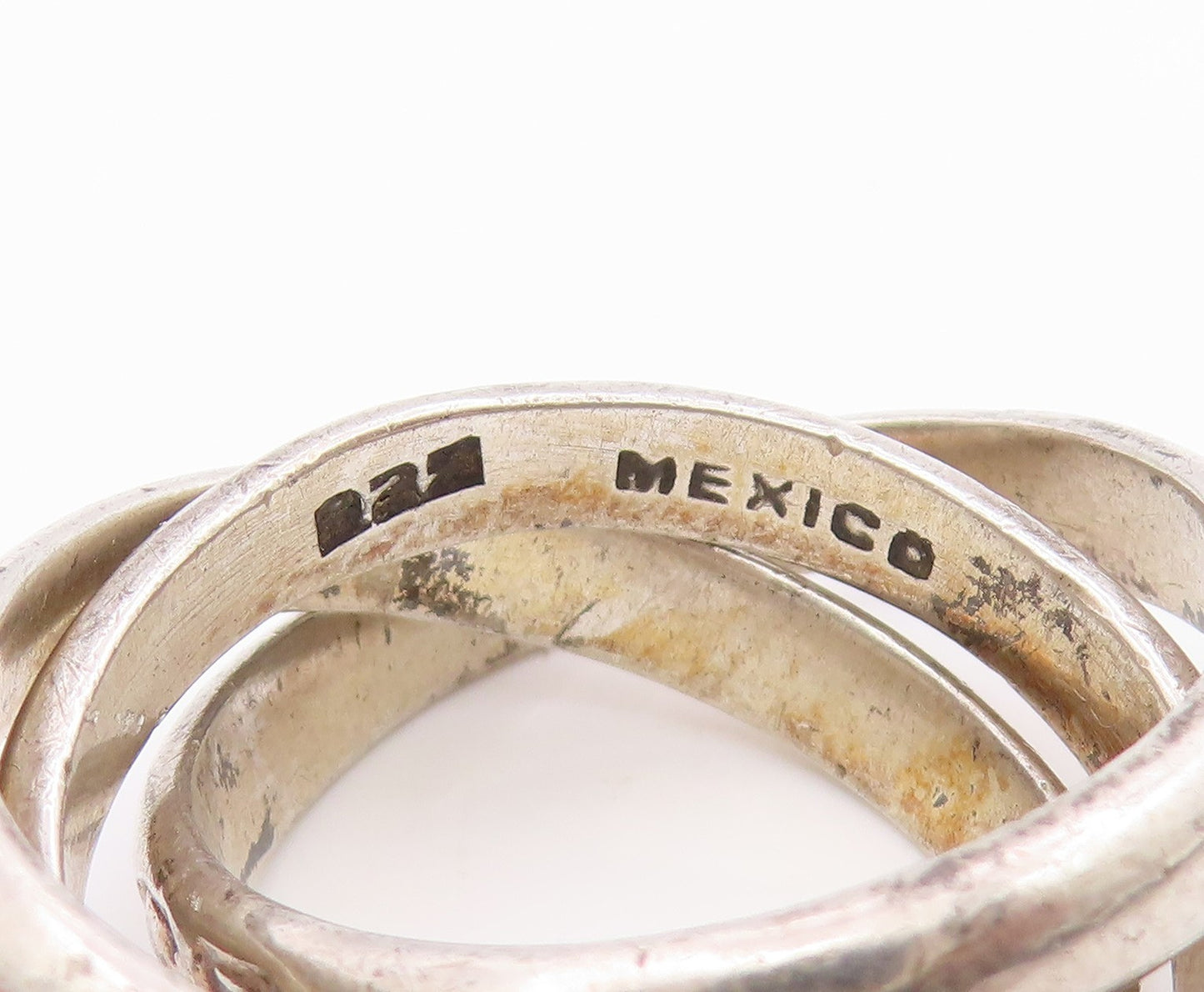 925 Sterling Silver Vintage Ring Interlocking Love & Peace Band Sz 9 RG34656