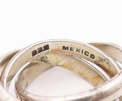 925 Sterling Silver Vintage Ring Interlocking Love & Peace Band Sz 9 RG34656