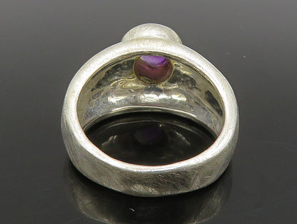 DESIGNER 925 Silver  Vintage Shiny Cabochon Cut Amethyst Ring Sz 7  RG24264