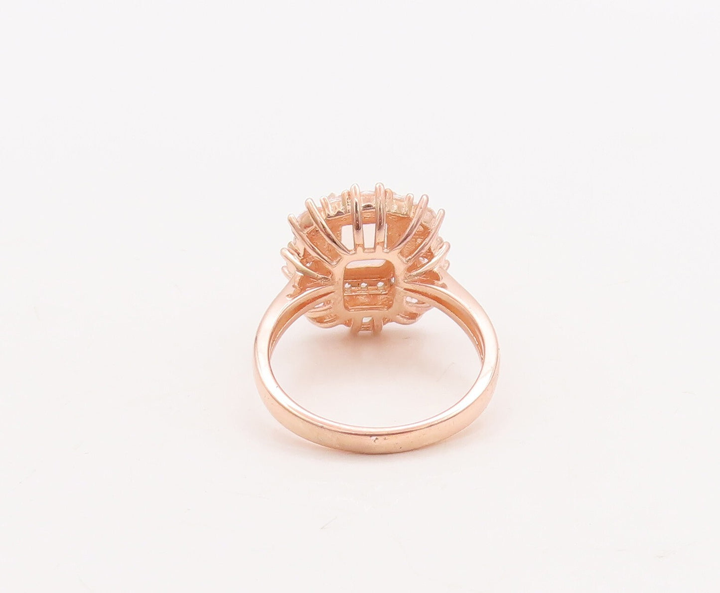 925 Sterling Silver Vintage Ring Rose Gold Plated Morganite & Topaz Sz 7 RG29684