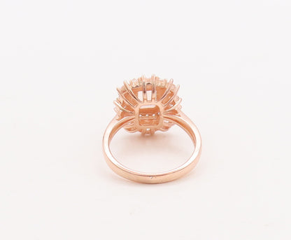 925 Sterling Silver Vintage Ring Rose Gold Plated Morganite & Topaz Sz 7 RG29684