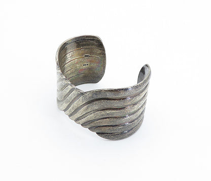 ZINA 925 Sterling Silver  Vintage Large Dark Tone Swirl Cuff Bracelet  BT1828