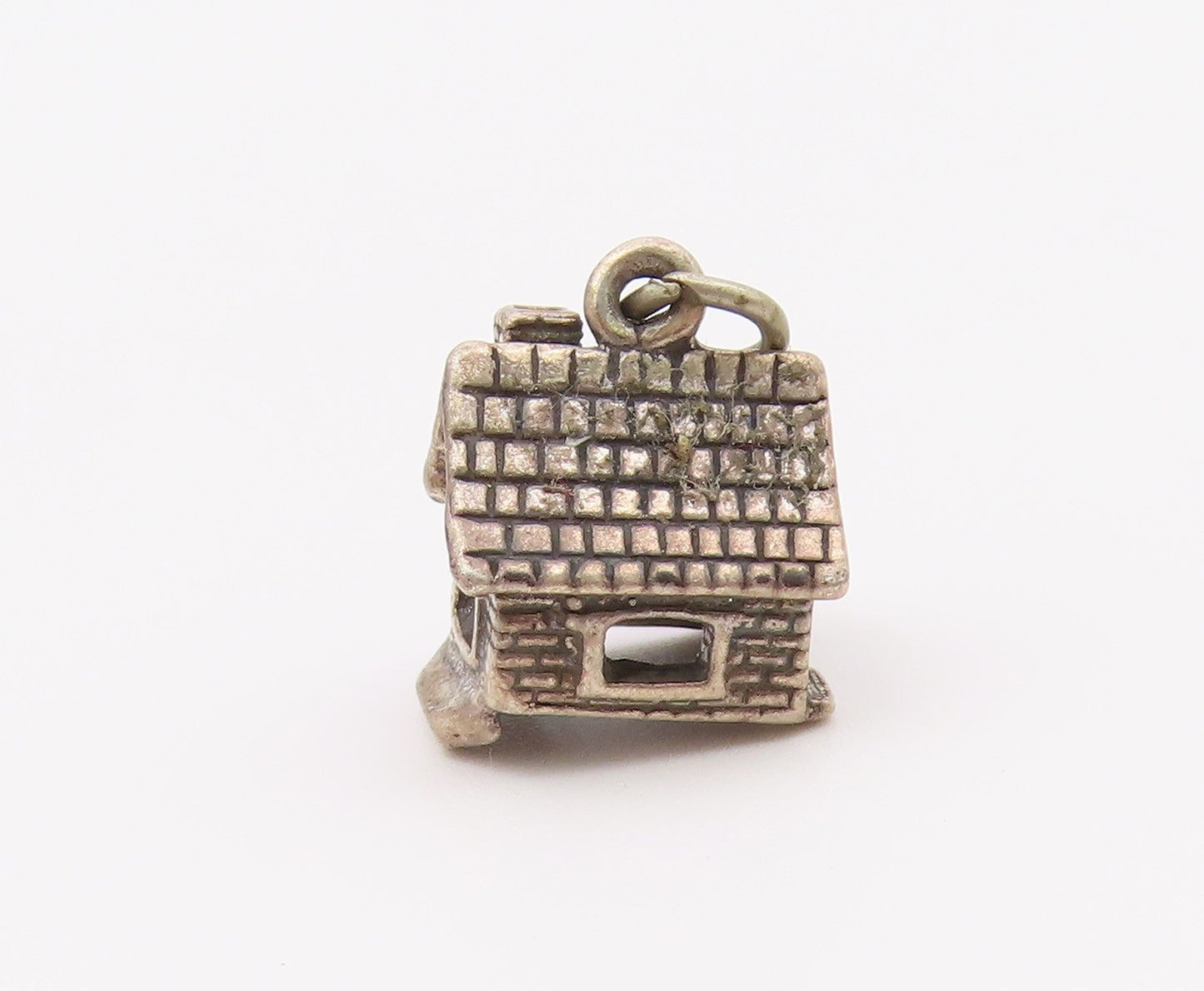 925 Sterling Silver  Vintage Petite Dark Tone Cottage House Pendant  PT17909