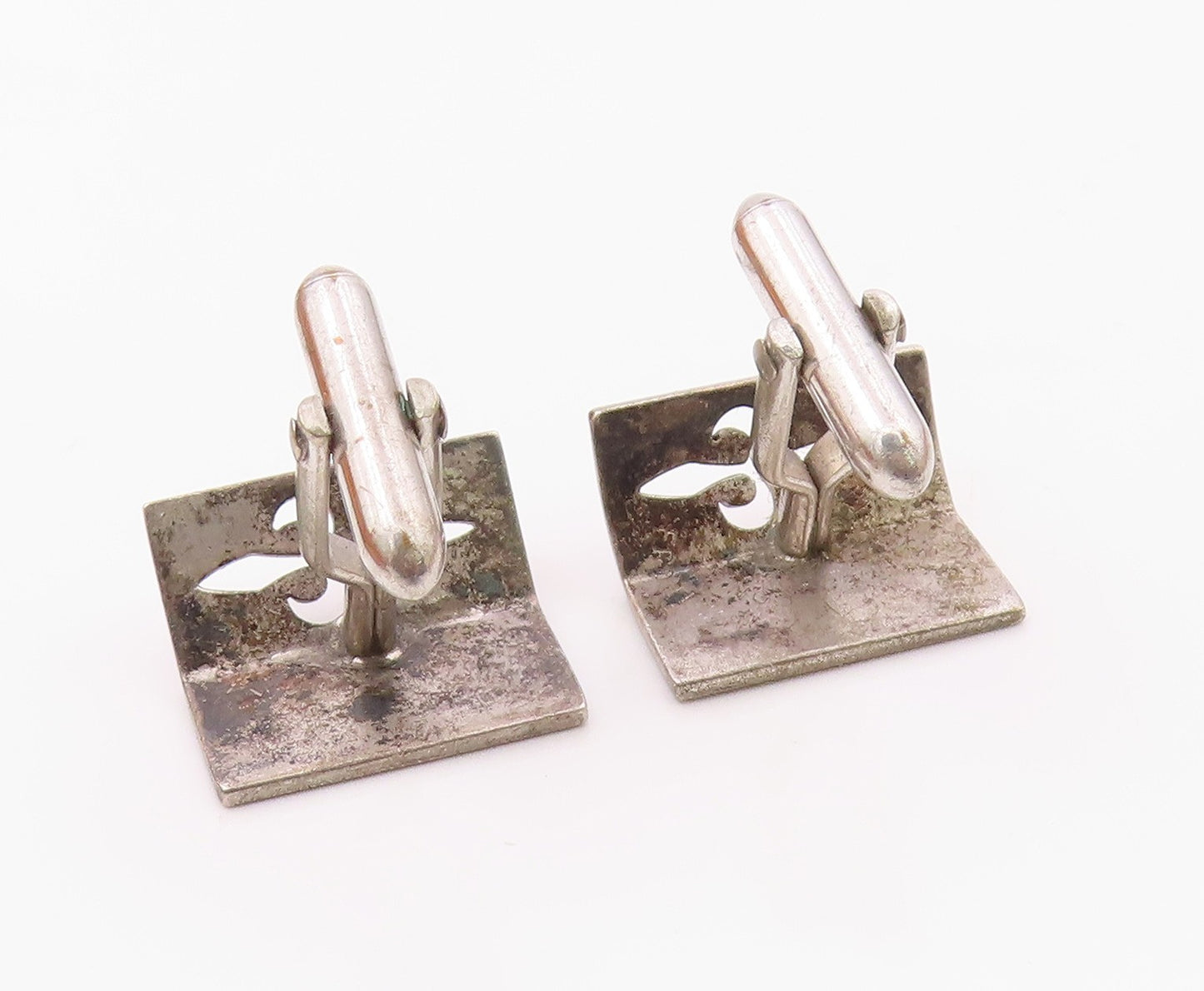 925 Sterling Silver  Vintage Sword Cutout Open Book Design Cuff Links  TR1811