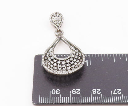 925 Sterling Silver  Vintage Fancy Cubic Zirconia Pear Shaped Pendant  PT21609