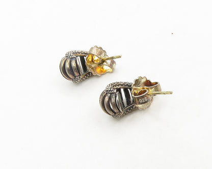 LAGOS CAVIAR 925 Silver & 18K GOLD  Vintage Fluted Curve Drop Earrings  EG9547