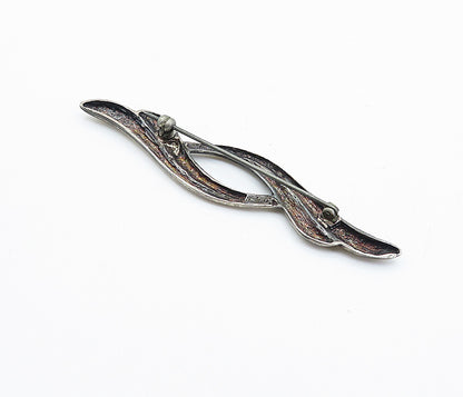 JEZLAINE 925 Sterling Silver  Vintage Dark Tone Swirl Design Brooch Pin BP2854