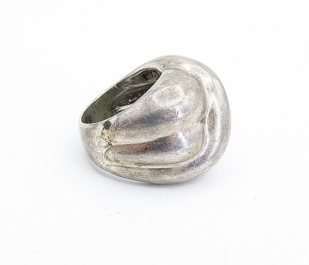 MEXICO 925 Silver  Vintage Dark Tone Fluted Bubble Band Ring Sz 6.5  RG6978