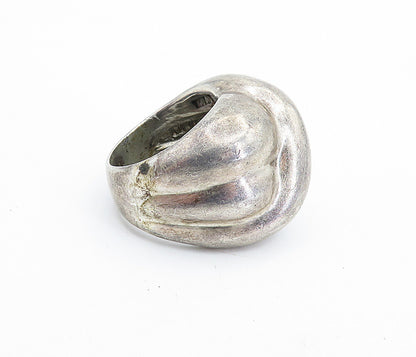 MEXICO 925 Silver  Vintage Dark Tone Fluted Bubble Band Ring Sz 6.5  RG6978