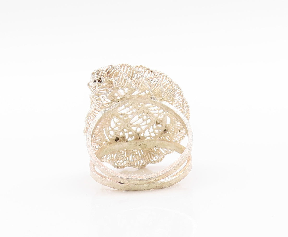 925 Sterling Silver Vintage Ring Modernist Wire Work Design  Sz 8  RG33354