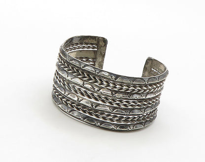NAVAJO 925 Sterling Silver  Vintage Wheat Twist Split Cuff Bracelet  BT6383