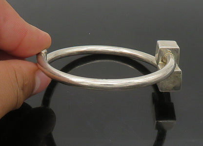 MEXICO 925 Silver  Vintage Shiny Cube Ends Bypass Bangle Bracelet  BT9002