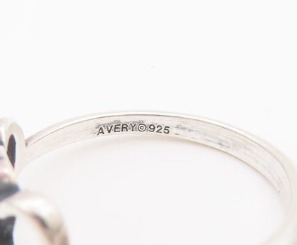 925 Sterling Silver Vintage Ring AVERY Minimalist Linked Hearts Sz 7.5  RG27606