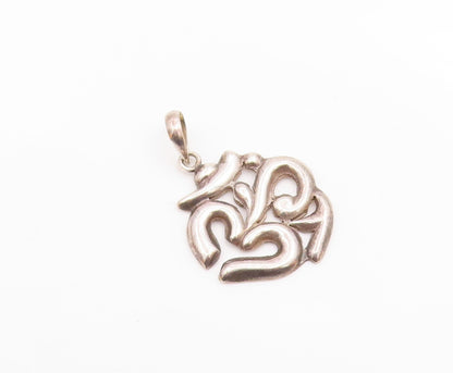 925 Sterling Silver Vintage Carved Hollow Yoga Symbol Pendant  PT21369