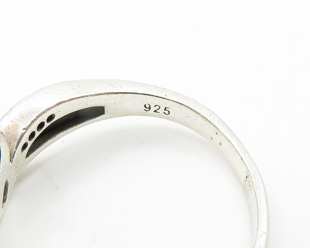925 Sterling Silver  Vintage Genuine Diamonds Split Band Ring Sz 9.5  RG19386