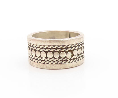 925 Sterling Silver Vintage Ring MEXICO Etched Dotted Wide Band  Sz 9.5  RG33610