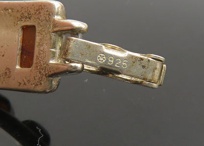 925 Sterling Silver  Vintage Amber Dark Tone Bar Link Chain Bracelet  BT8773