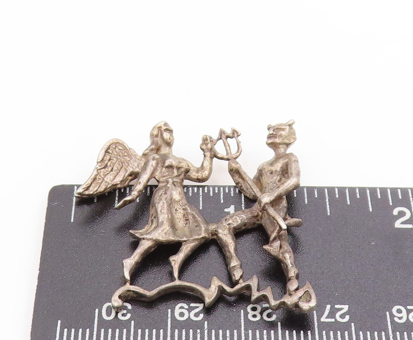 925 Sterling Silver Vintage Pendant Heaven & Hell Tango Cut Out Design  PT25134