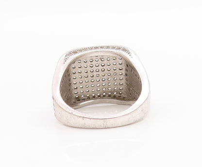 925 Sterling Silver Vintage Ring Topaz Square Inlay  Sz 8.5  RG33148