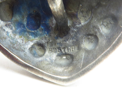 925 Sterling Silver  Vintage Dark Tone Pattern Love Heart Dome Pendant  PT9570