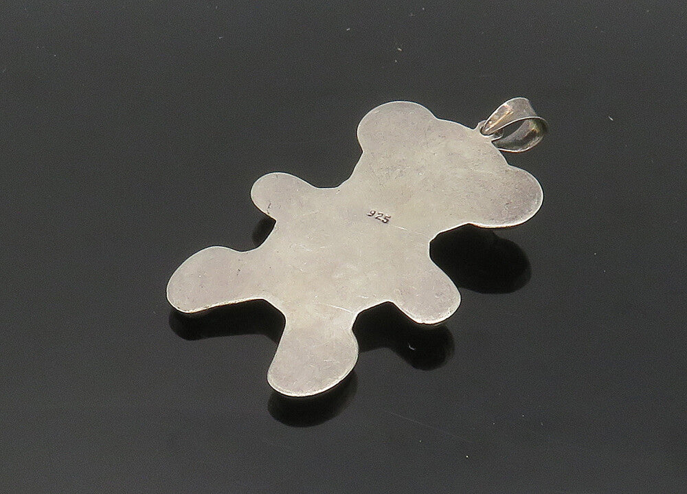 925 Sterling Silver  Vintage Shiny Hollow Teddy Bear Motif Pendant  PT15669