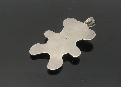 925 Sterling Silver  Vintage Shiny Hollow Teddy Bear Motif Pendant  PT15669