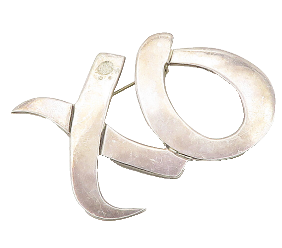 MEXICO 925 Sterling Silver  Vintage Smooth XO Hugs & Kisses Brooch Pin  BP7110