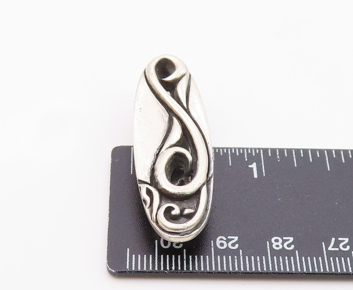 925 Sterling Silver  Vintage Antique Shiny Heavy Swirl Tie Clip  TR2863
