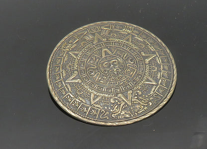 ADL MEXICO 925 Silver  Vintage Mayan Aztec Sun Calendar Brooch Pin  BP8082