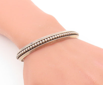 925 Sterling Silver Vintage Bracelet NAVAJO Minimalist Beaded Cuff  BT10962