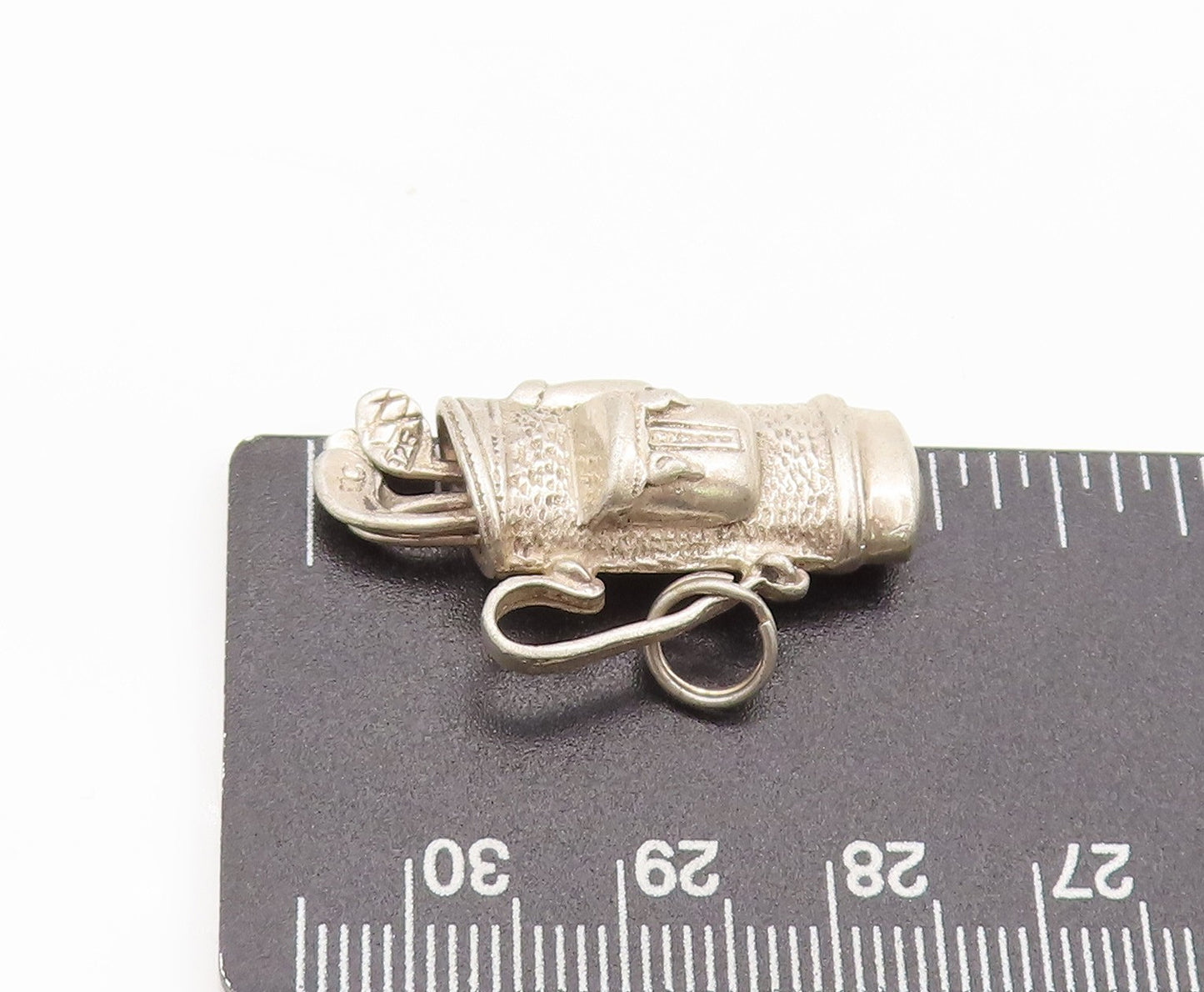 925 Sterling Silver Vintage 3D Carved Golf Bag Movable stick Pendant  PT22346